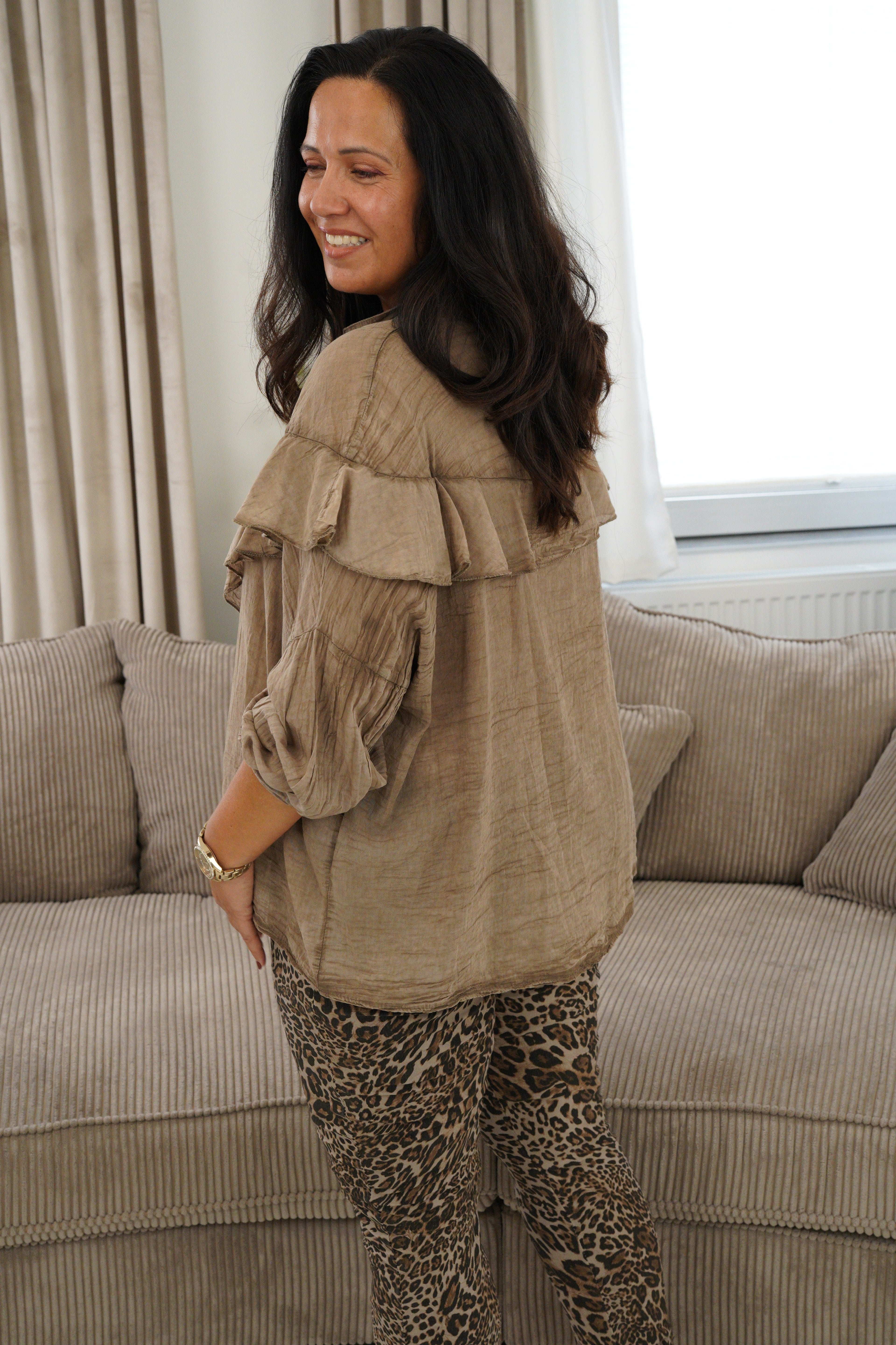 Langarmbluse in Fango (42-46)