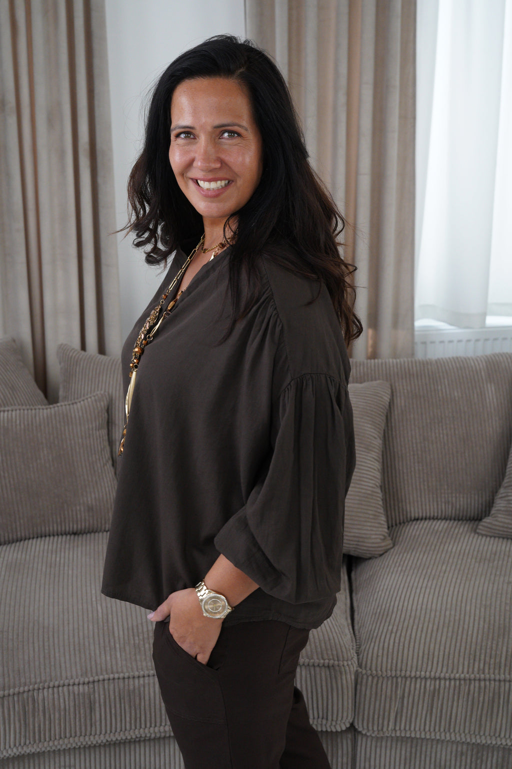 Bluse in Schoko (40-44)